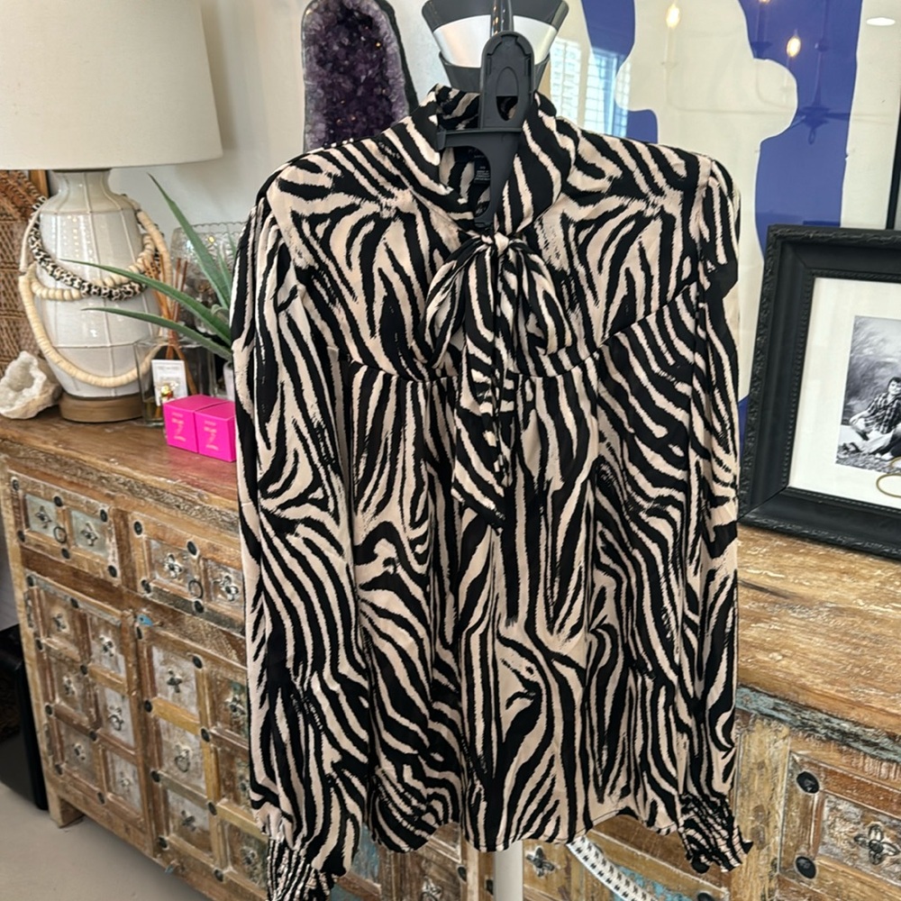 Leopard Blouse with Bow. L